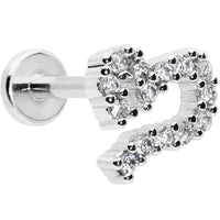 16G 5/16 Clear CZ Gem Half Heart Internal Thread Labret Tragus