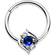 16G 3/8 Clear Blue Gem Oval Swirl Hinged Segment Ring