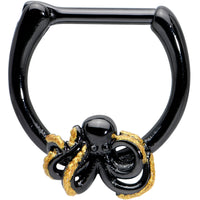 16G 5/16 Black Understated Octopus Cartilage Clicker