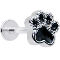 16G 5/16 Textured Black Paw Print Labret Monroe Tragus