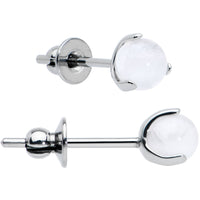 4mm Light Rose Quartz Stone Implant Grade Titanium Stud Earrings
