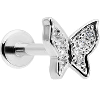 16G 5/16 Clear Gem Butterfly Internally Threaded Labret Tragus