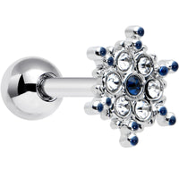 16G 1/4 Clear Blue Gem Festive Snowflake Cartilage Tragus Earring