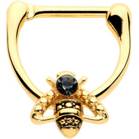 16G 5/16 Black Gem Gold Tone Angular Bee Cartilage Clicker