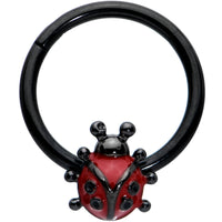 16G 3/8 Black Classic Ladybug Hinged Segment Ring