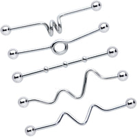 14G Loops Waves Industrial Project Bar 40mm Set of 5