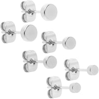 20G Flat Disc Stud Earrings Set of 6