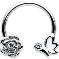 16G 3/8 Clear Gem White Butterfly Flower Horseshoe Circular Barbell
