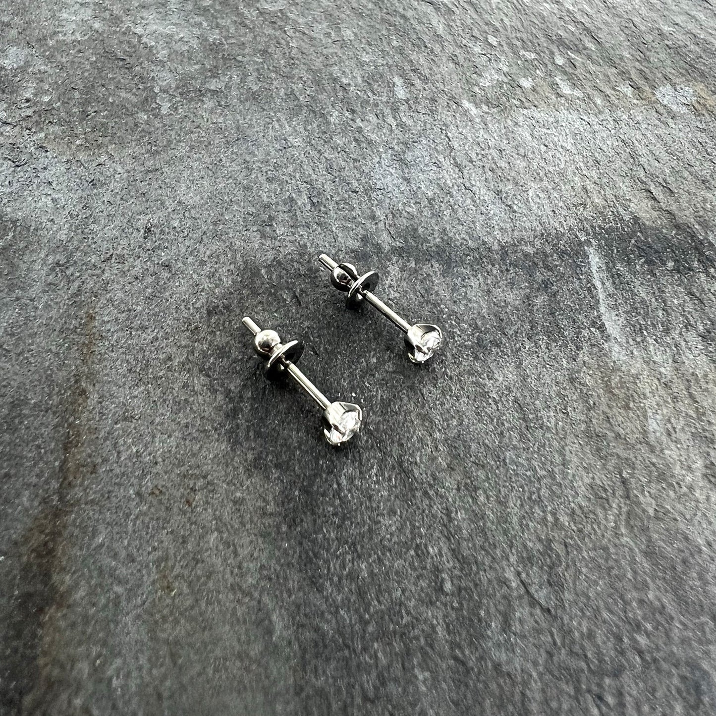 3mm Clear CZ Gem Implant Grade Titanium Stud Earrings