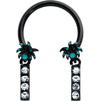 16G 3/8 Clear Gem Black Night Palm Tree Dangle Horseshoe