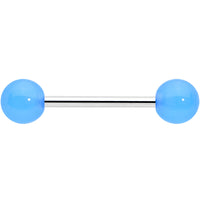 Light Blue Acrylic UV Glow Ends Barbell Tongue Ring