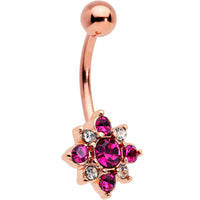Pink Clear Gem Rose Gold Tone Rococo Star Belly Ring