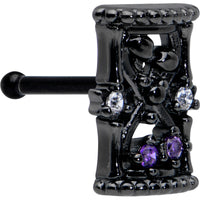 20G 1/4 Purple Clear Gem Black Gothic Hourglass Nose Bone