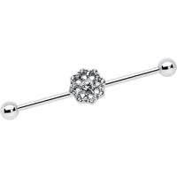 14G Clear Gem Baroque Fabulous Flower Industrial Barbell 38mm
