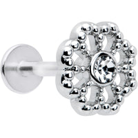 16G 5/16 Clear Gem Baroque Fabulous Flower Labret Monroe Tragus