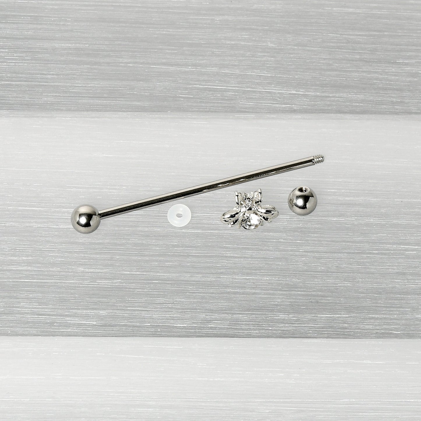 14G Clear Gem Bee Beautiful Insect Industrial Barbell 38mm
