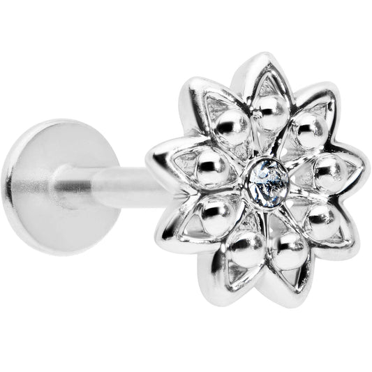 16G 5/16 Clear Gem Starry Flower Labret Monroe Tragus