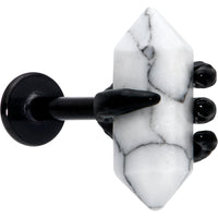 16G 5/16 White Howlite Black Claw Obelisk Labret Monroe Tragus