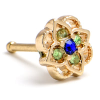 20G 1/4 Blue Gem Gold Tone Celtic Style Nose Bone