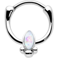 16G 5/16 White Faux Opal Deco Oval Cartilage Clicker