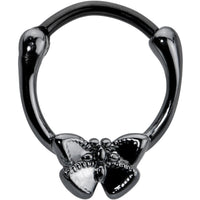 16G 3/8 Black Textured Simple Butterfly Cartilage Clicker