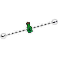 14G Poison Green Bottle Glow in the Dark Industrial Barbell 38mm