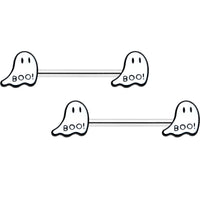 14G 9/16 Halloween Ghost Glow in the Dark Barbell Nipple Ring Set