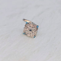 20G 7mm Lacy Rhombus Blue L-Shape Nose Ring