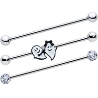 14G Black Tie Ghosts Glow in Dark Industrial Barbell 38mm Set of 3