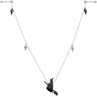 14G 9/16 Creepy Ghosts Witch Halloween Dangle Nipple Chain Set