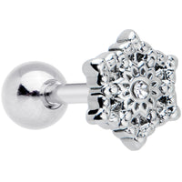 16G 1/4 Clear Gem Filigree Epic Snowflake Cartilage Tragus Earring