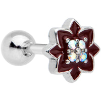 16G 1/4 Aurora Gem Poinsettia Flower Cartilage Tragus Earring