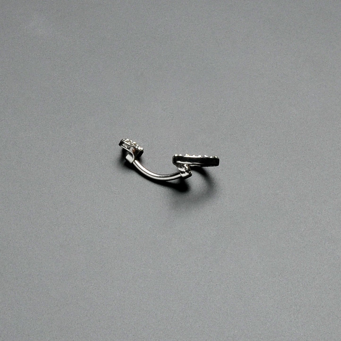 Clear Gem Open Heart Valentine Double Mount Belly Ring