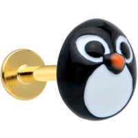 16G 5/16 Gold Hue Round Penguin Face Holiday Labret Monroe Tragus