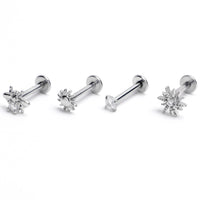 16G 5/16 Clear Gem Insect Sun Labret Monroe Tragus Set of 4