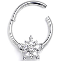 16G 3/8 Clear Gem Classic Snowflake Christmas Hinged Segment Ring