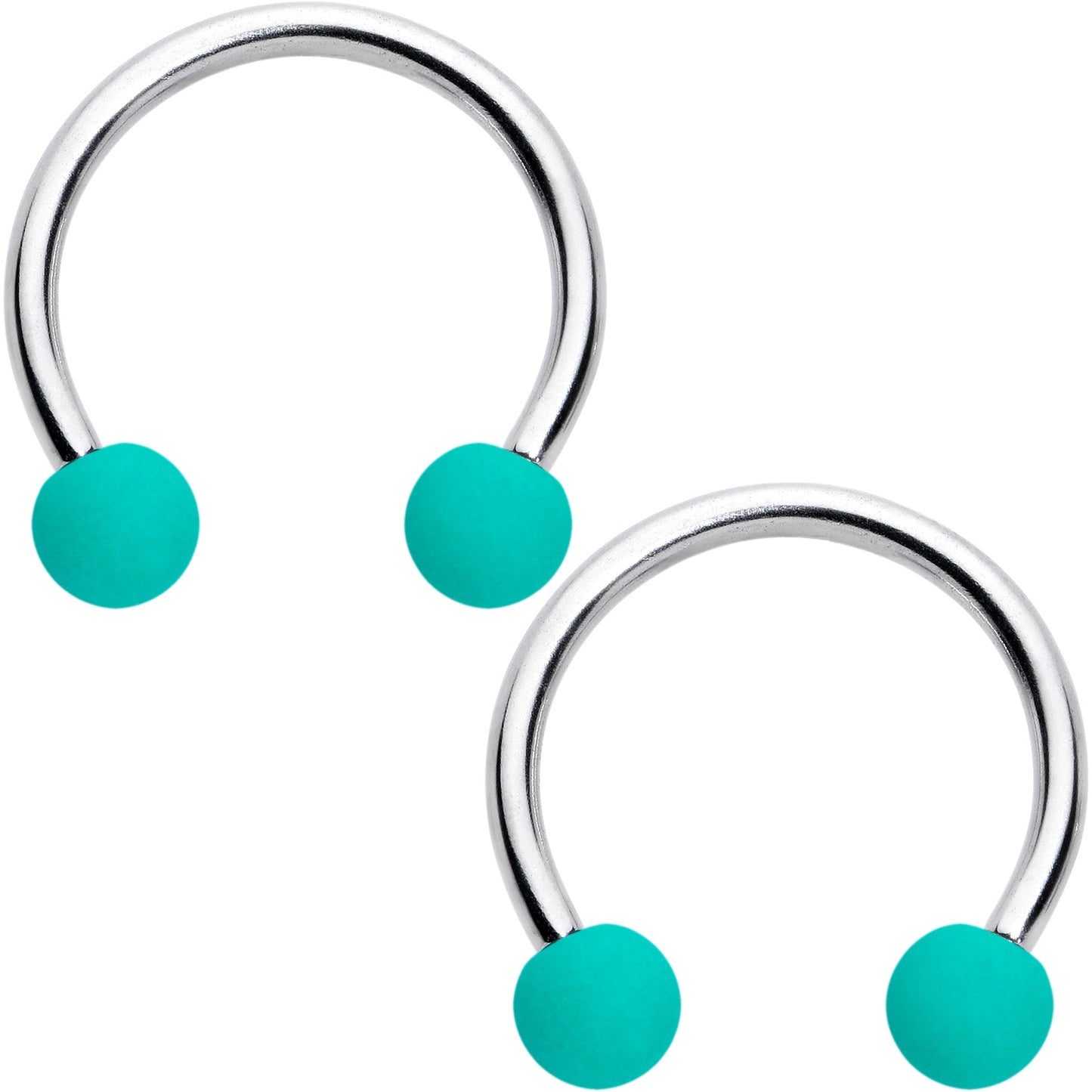 16G 3/8 Matte Black Blue Teal Horseshoe Circular Barbell Set of 6