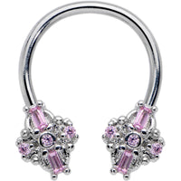 16G 3/8 Pink Gem Opulent Cross Horseshoe Circular Barbell