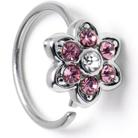 20G 5/16 Pink Radiant Blossom Flower Nose Hoop