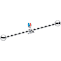 14G Easter Bunny Red Blue Ears Industrial Barbell 38mm