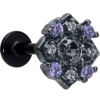 16G 5/16 Purple Gem Black Skull Circle Labret Monroe Tragus