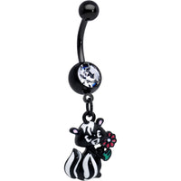 Clear Gem Black Funky Skunk Dangle Belly Ring