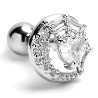 16G 1/4 Clear Gem Heart Moon Web Cartilage Tragus Earring