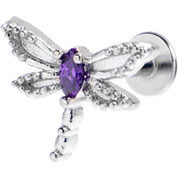 16G 1/4 Purple Gem Texture Dragonfly Labret