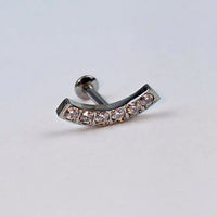 16G 1/4 CZ Stainless Steel Curved Threadless Push In Cartilage Labret