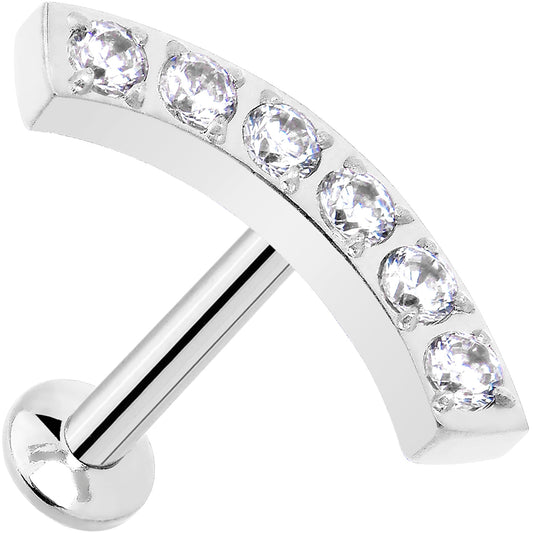 16G 5/16 CZ Stainless Steel Threadless Curved Push In Tragus Labret