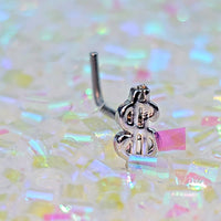 20G 7mm Dollar Sign L Shape Nose Ring