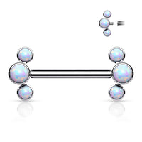 14G Synthetic Opal ASTM F-136 Implant Grade Titanium Internally Threaded Bridge Barbell