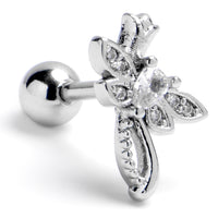 16G 1/4 Clear Gem Bold Dragonfly Cartilage Tragus Earring