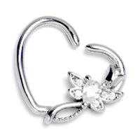 16G 3/8 Clear Gem Bold Dragonfly Heart Left Side Cartilage Earring